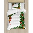 thumbnail image 1 of Christmas Duvet Cover Set Twin Size, Noel Ornaments Themed Fir Tree with Ornaments Classical New Year Concept Print, Decorative 2 Piece Bedding Set with 1 Pillow Sham, Multicolor, by Ambesonne, 1 of 3
