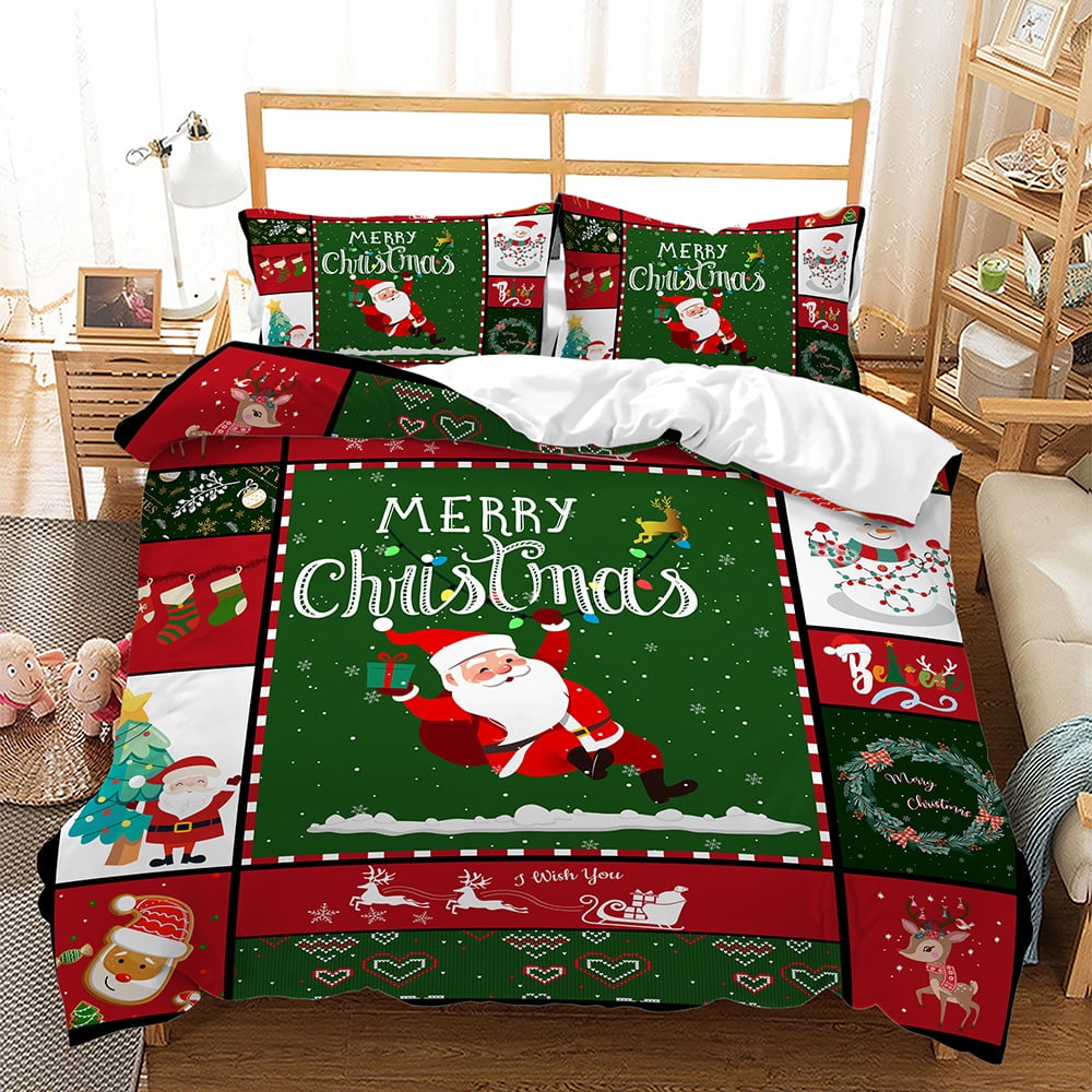 Christmas Duvet Cover Sets Full Size Reindeer Snowflake Bedding Set