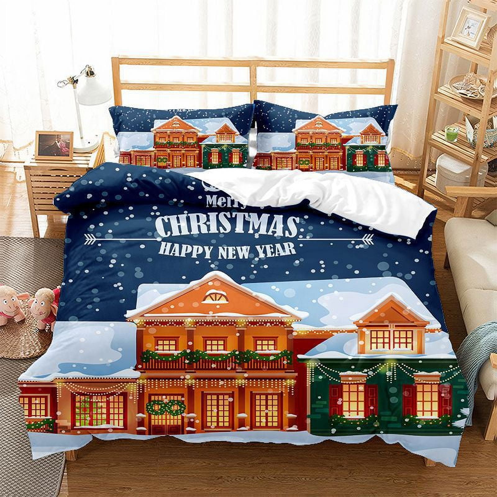 Christmas Duvet Coverlet Sets King Size Christmas Snowman Santa Claus