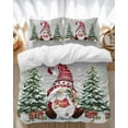 thumbnail image 1 of Christmas Dwarf Bedding Duvet Cover Set King Size 4 Pieces Winter Christmas Tree Snowflakes Gray Bedding Set with Zipper Closure, 1 Comforter Cover 92x106 Inches 1 Flat Sheet & 2 Pillow Cases, 1 of 7