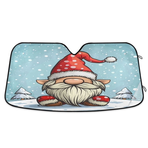 Christmas Dwarf in Winter Car Windshield Sun Shade Foldable Car Front Window Visor Heat and UV Protection 53x23.5