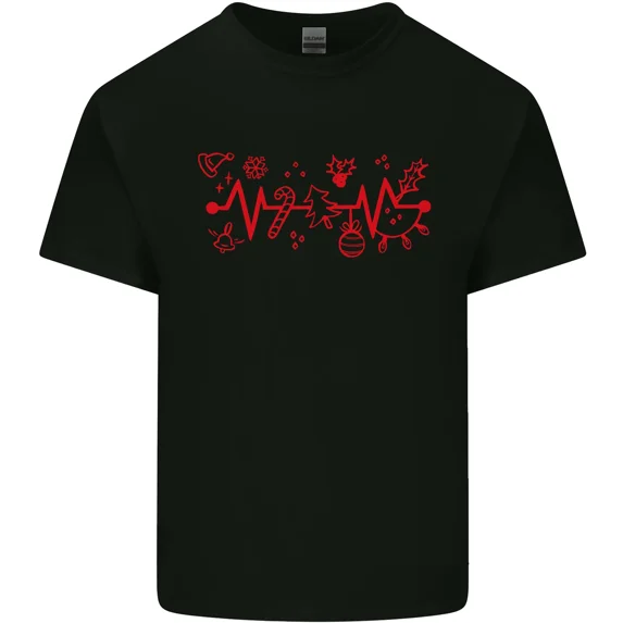 Christmas ECG Xmas Heartbeat Love Heart for a Holiday Season Spirit Unisex T-Shirt, up to size 5XL