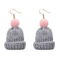 thumbnail image 1 of Christmas Earrings - Cute Wool Knitted Hat Design with Ear Hook for Festive Celebrations and Holiday Cheer, 1 of 8