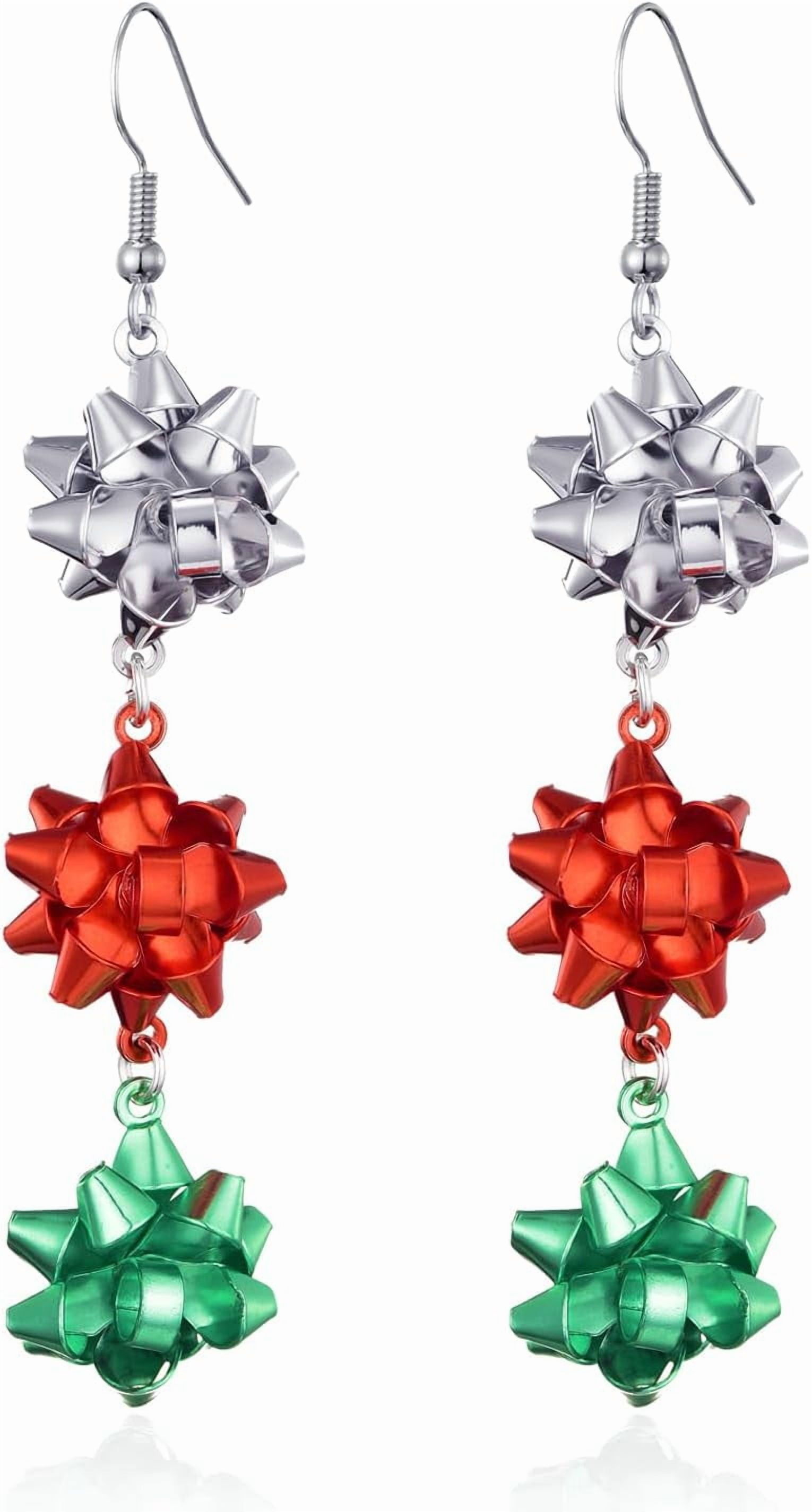 Christmas Earrings For Women - Festive Drop Dangle With Light Bulbs, Bows, Santa, Bells (Set Of Multiple Styles)