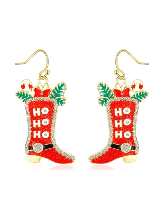 Christmas Earrings for Women Dangle Christmas boots Women Earrings Christmas Xmas New Year Party Earrings Set Winter Holiday Jewelry Gift