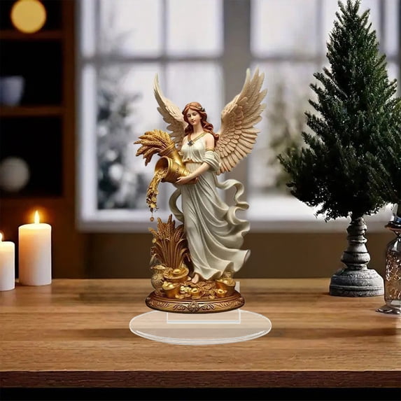 Christmas Easter Angel Acrylic Display Stand Desktop Decor for Handmade Crafts Gnome Celestial Theme Gift Showcase Home Office Tabletop Decoration Multicolor Transparent