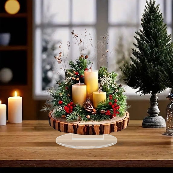 Christmas Easter Candle Acrylic Display Stand Desktop Decor for Handmade Crafts Gnome Celestial Theme Gift Showcase Home Office Tabletop Decoration Multicolor Transparent