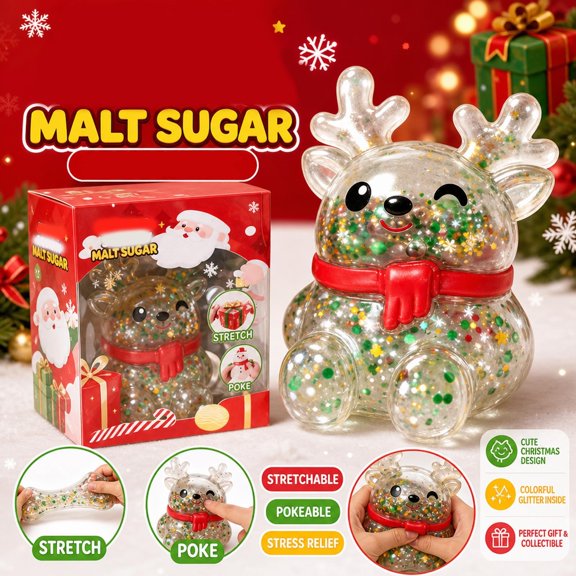 Christmas Edition Reindeer Kneading Squishies, Christmas Deer Decor Slow Rise Squishies Toys, Cute Deer Stress Toy for Xmas Decorations & Gifts