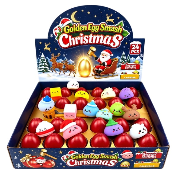 Christmas Egg Advent Calendar, 24 Days Countdown Calendar with Surprise Fidget Toys, Cute Collectible Character Fidget Eggs, Stress Relief Interactive Toy, Holiday Stocking Stuffer Christmas Gift