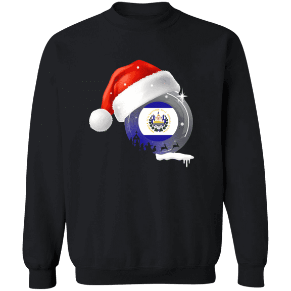 Christmas El Salvador Flag With Santa Hat El Salvadorian Root Proud Souvenir Crewneck Pullover Sweatshirt