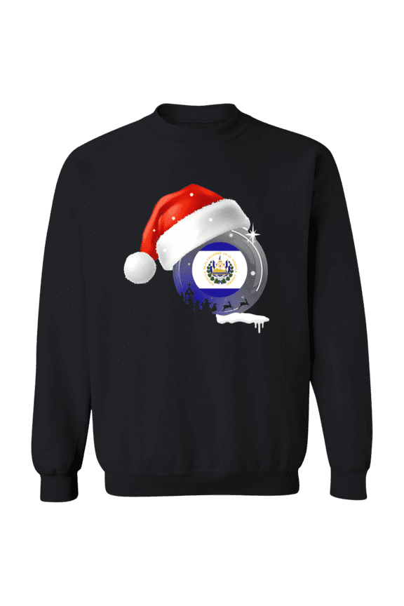Christmas El Salvador Flag With Santa Hat El Salvadorian Root Proud Souvenir Crewneck Pullover Sweatshirt