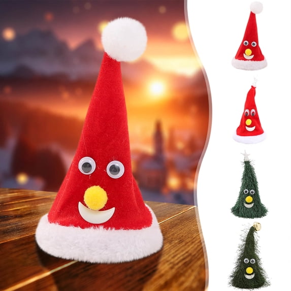Christmas Electric Christmas Hat, 6 Inch Funny Santa Claus Christmas Tree Swing Hat Toys
