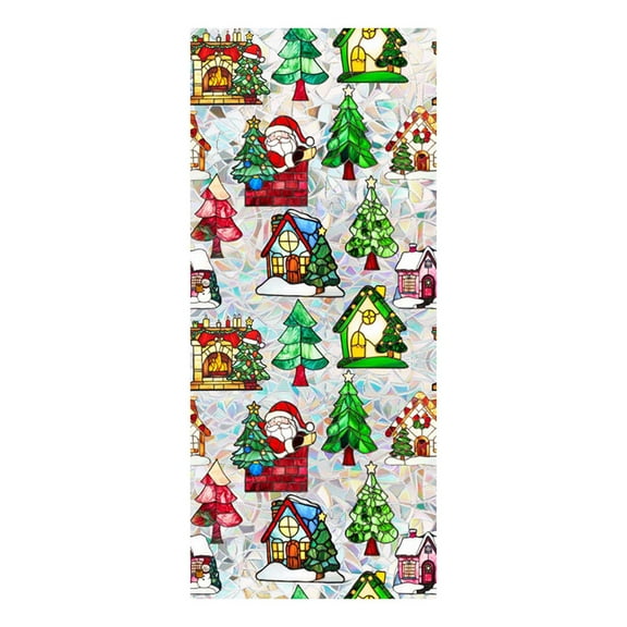 Christmas Electrostatic Window Sticker, 43x100cm PVC Double-Sided Color Removable Clings, Reusable Holiday Window Decals for Home, Office, Party & Classroom