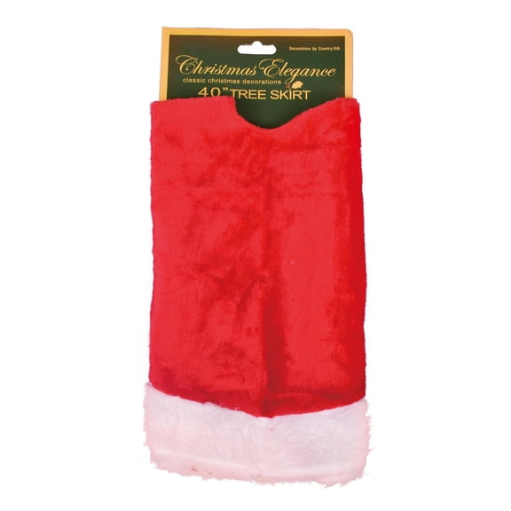 Christmas Elegance 40 inch Red with White Furry Rim Tree Skirt