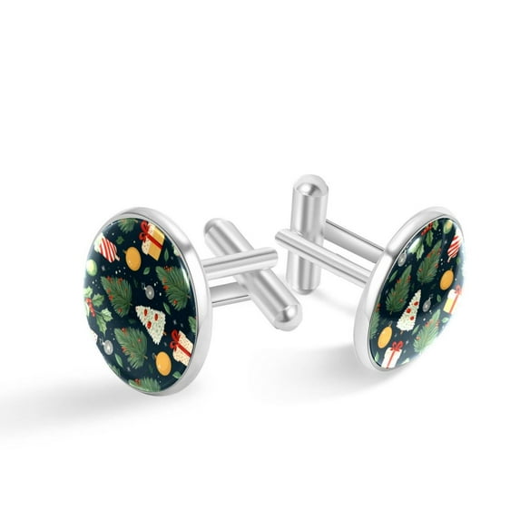 Christmas Elegant Men's Stainless Steel Cufflinks Set for Formal Attire + Corporate Events