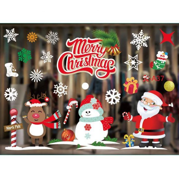Christmas Elements Color Window Stickers White Snowflake Wall Stickers