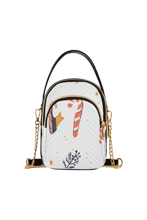 Christmas Elements Pattern Candy Women's Crossbody Handbags Leather Crossbody Bags Fanny Pack Chest Bag for Travel