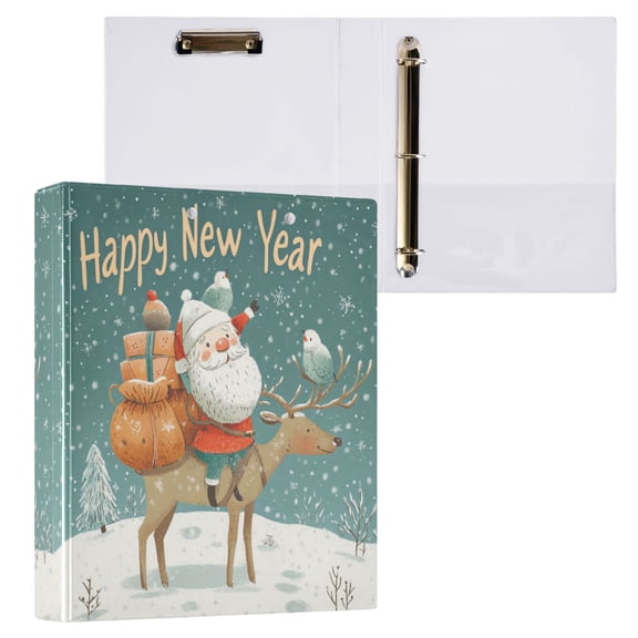 Christmas Elements3 Ring Hardcover Binders 1.5in Round Rings for Letter-Size Folder Paper Organizer Pockets for Office Student Recipe