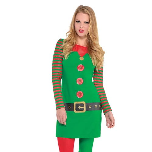 walmart christmas elf dress Christmas Elf Women's Costume Green Dress & Hat - Plus Size