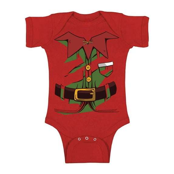 Christmas Elf Bodysuit Short Sleeve Xmas T-Shirt for Baby Boys Baby Girls Kids Elf Suit One Piece Top