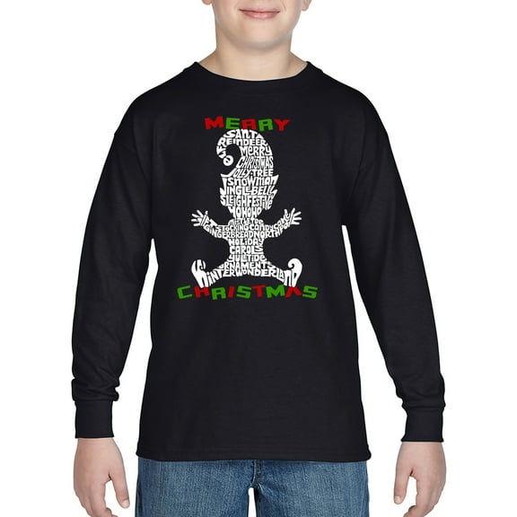 Christmas Elf - Boy's Word Art Long Sleeve T-Shirt