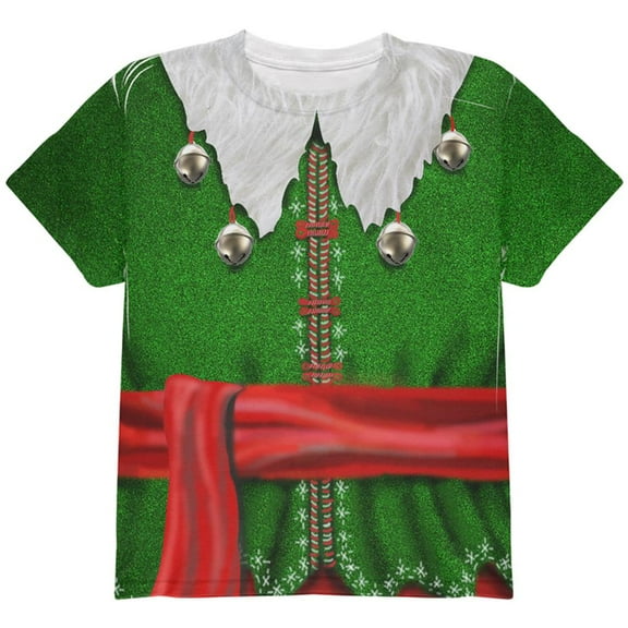 Christmas Elf Costume All Over Youth T Shirt Multi YLG