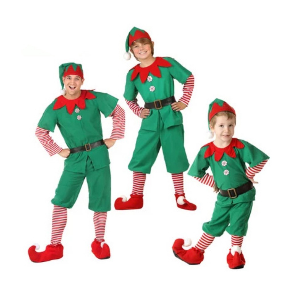 Christmas Elf Costume Holiday Elf Outfit Adult Children Green Elf Elf Costume Christmas
