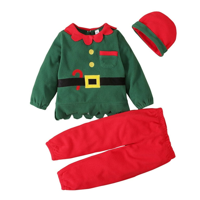Christmas Elf Costume for Infants Top and Pants Hat Baby Girl