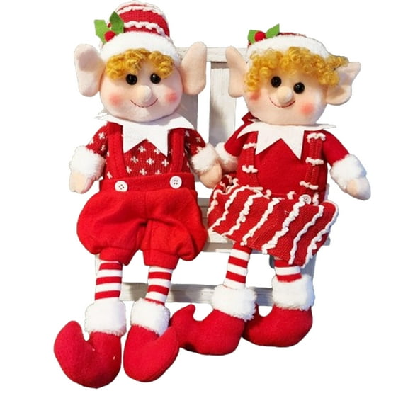 Christmas Elf Couple, Set of 2 Plush Shelf Sitter Figures Ashley Cooper