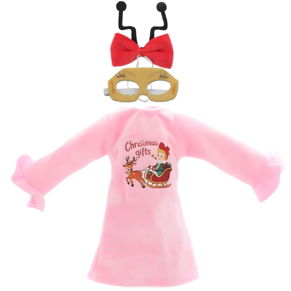 Christmas Elf Doll Skirt Outfit Set with Eye Mask & Headscarf | Holiday Accessories, Festive Theme, Doll Clothing Set, 3-Piece Accessory Set, Christmas Themed