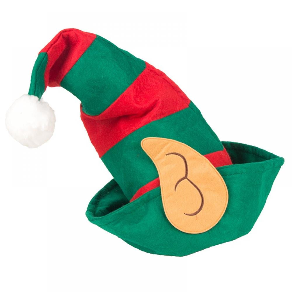 Christmas Elf Felt Hat Christmas Holiday Party Hats Featuring One Size fits Most Unisex Hats for Jingle Bells Kids, Teens, Adults Green