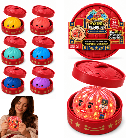 Christmas Elf Glitter Dumpling Squishy Mystery Box, Christmas Elf Mystery Blind Box Toy, Colorful Kawaii Dumpling Squeeze Fidget, Hidden Glitter Star Edition, Holiday Stocking Fillers A#038