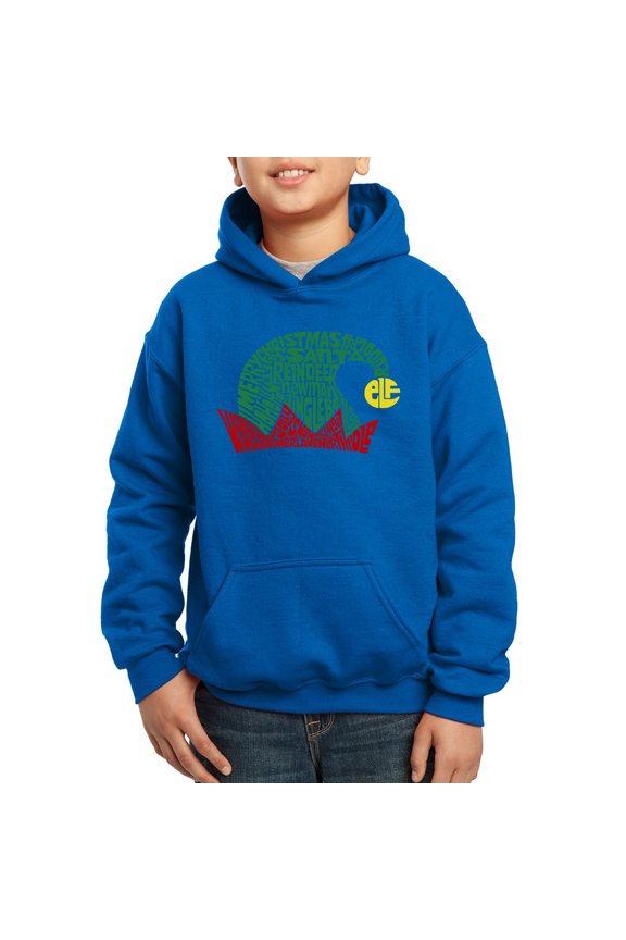 Christmas Elf Hat - Boy's Word Art Hooded Sweatshirt