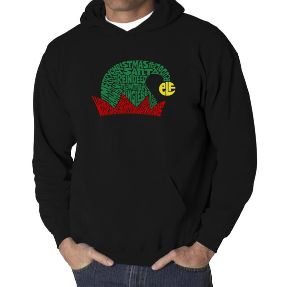 Christmas Elf Hat - Men's Word Art Hooded Sweatshirt