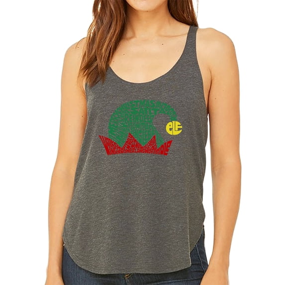 Christmas Elf Hat - Women's Premium Word Art Flowy Tank Top