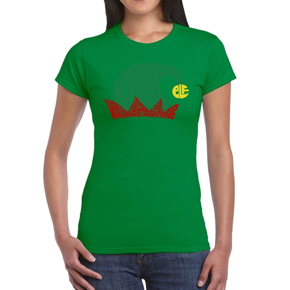 Christmas Elf Hat - Women's Word Art T-Shirt