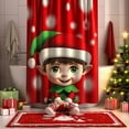 Christmas Elf Kids Shower Curtain Set Festive Holiday Bathroom Decor