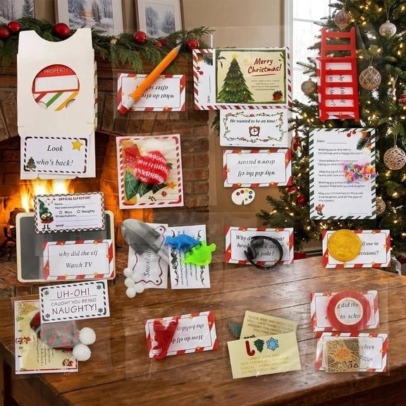 Christmas Elf Kit 24 Days,Christmas Fun Elf Activities Props,Christmas Elf Kits,Elf Kits Christmas Countdown Present