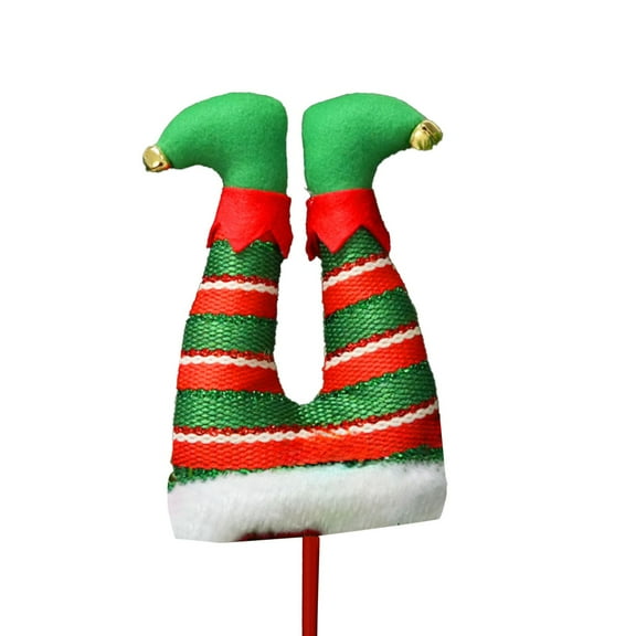 Christmas Elf Legs Boot Pick Striped for Christmas Tree Stuffed Elf Leg Tree Topper for Xmas Holiday Indoor Outdoor Party Ornaments and Decorations, Red, Green, White