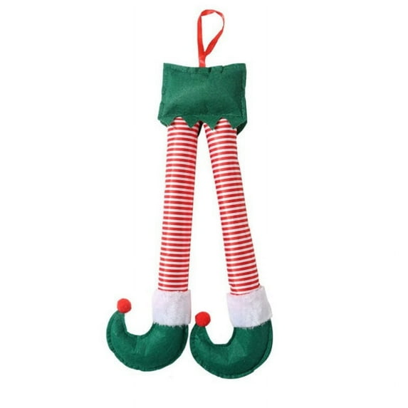 Christmas Elf Legs Decorations Present Boutique Santa and Elf Legs Plush Stuffed Feet, Xmas Holiday Indoor Outdoor Decor Party Ornaments