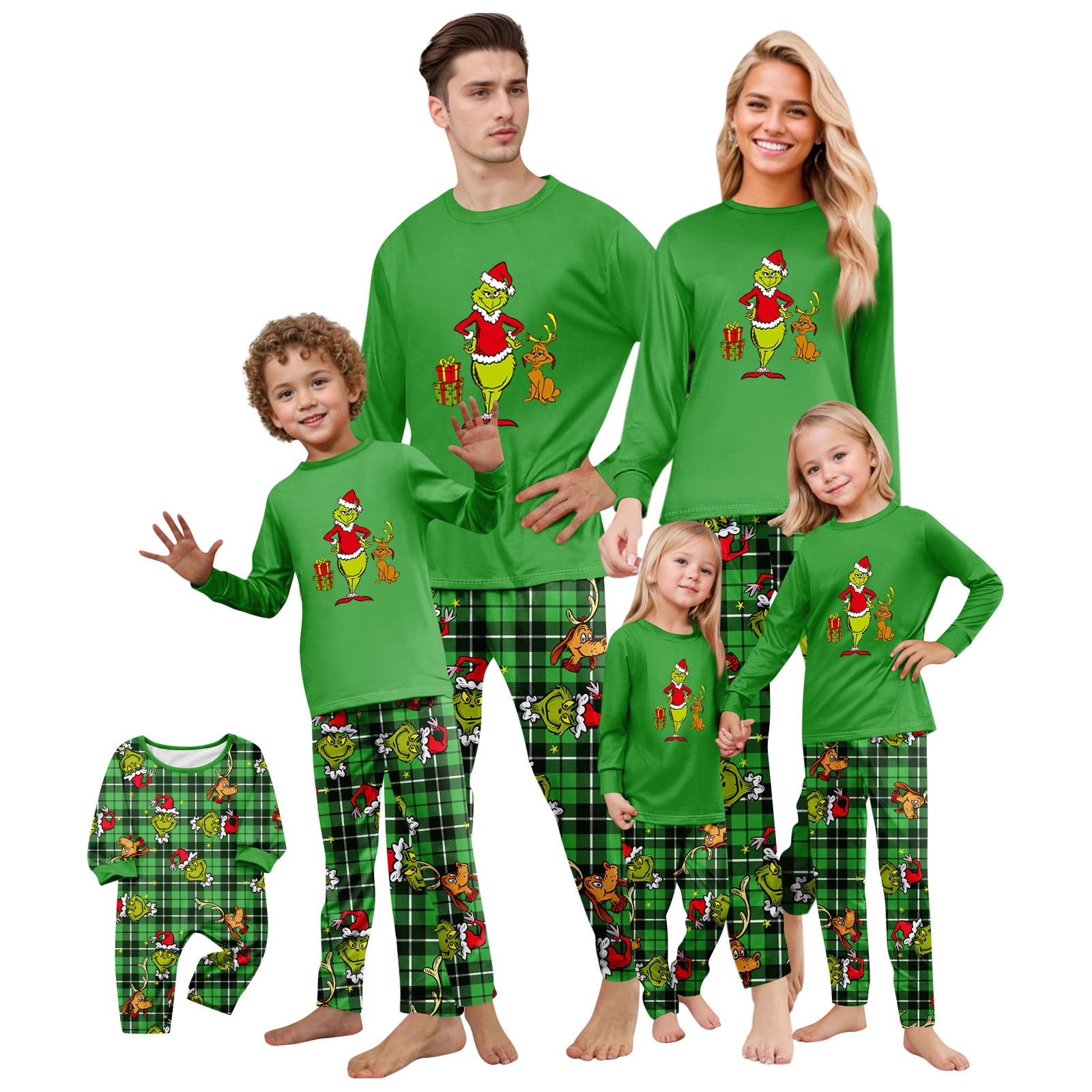 Christmas Elf Matching Family Sets - Long Sleeve & Pants Pajamas ...