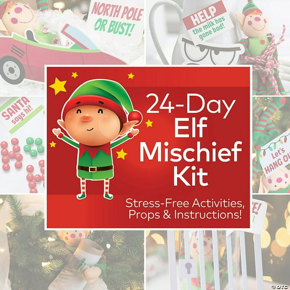 Christmas Elf Mischief Activity Kit with Props & Instructions for 24 Days