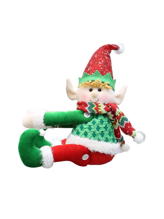 Christmas Elf Old man, Reindeer, SnowmanTree Topper Decorations,11.8Inches Handmade Embraced Christmas Tree Elf with Pompom,Xmas Curtain Tieback Wine Bottle Hugger Winter Festive Party Decor