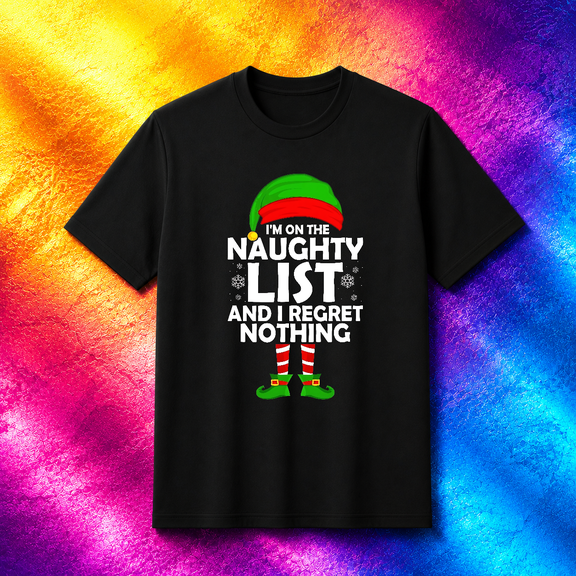 Christmas Elf On Naughty List Holiday Novelty Art V15551 Unisex T-SHIRT, S-5XL