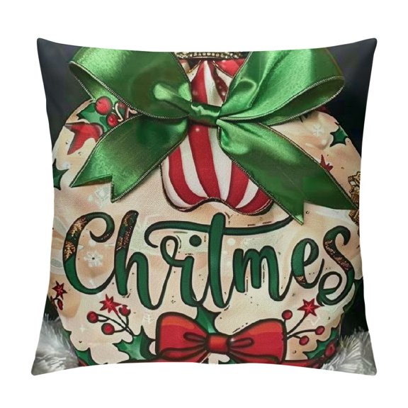 Christmas Elf Squad Decorative Throw Pillow Covers, Merry Elfin Xmas Chimney Polka Dots Gifts Home Decoration, Winter Holiday Cushion Case for Sofa Couch Decor