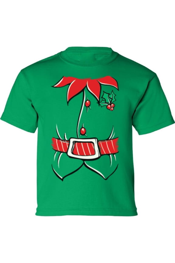 Christmas Elf Suit Unisex Tshirts for Kids - XS S M L XL Xmas Graphic Tee - Xmas T-Shirt Girls Boys Christmas Youth Shirt Holiday Xmas Top Gifts