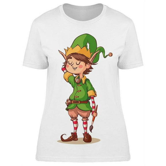 Christmas Elf T-Shirt Women -Image by Shutterstock, Female Medium