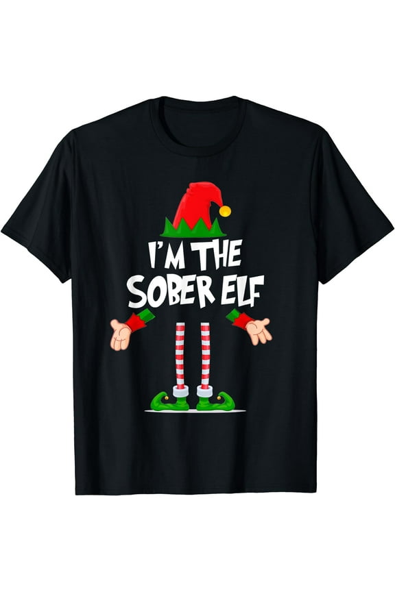 Christmas Elf Tshirt I'm The Sober Elf Matching Xmas Gift T-Shirt