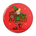 thumbnail image 1 of Christmas Elf with Presents and Gifts Pinback Button Pin, 1 of 4