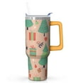 thumbnail image 1 of Christmas Elk 40oz Travel Coffee Mug with Handle and Straw Lid, Stainless Steel Insulated Cup, Leak Proof Holiday Tumbler, Gifts for Women Men, 1 of 4
